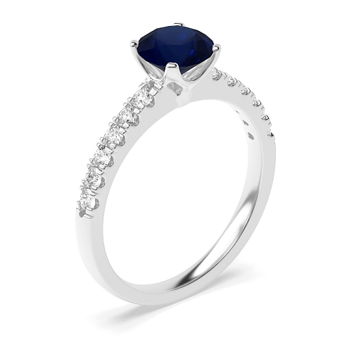 4 Prong Modern flower style Blue Sapphire Engagement Rings