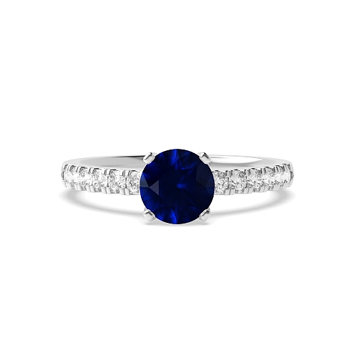 4 Prong Modern flower style Blue Sapphire Engagement Rings