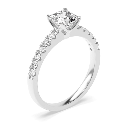 4 Prong Asscher Modern flower style Engagement Rings