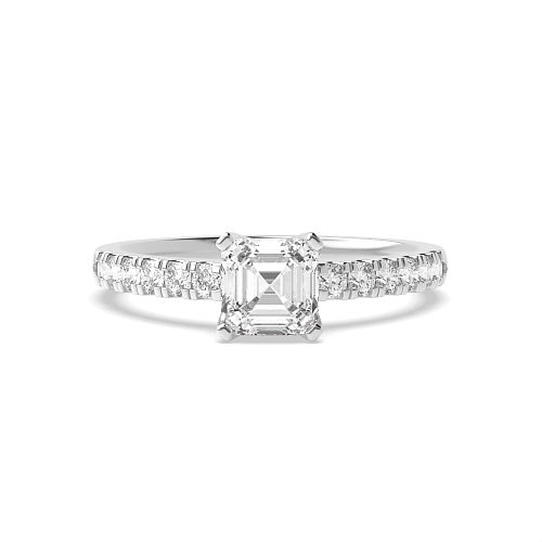4 Prong Asscher Modern flower style Engagement Rings