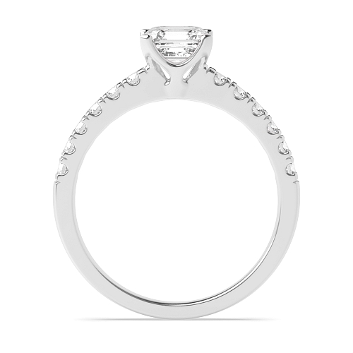 4 Prong Asscher Modern flower style Engagement Rings