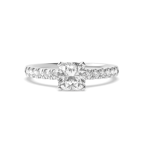 4 Prong Cushion Modern flower style Engagement Rings