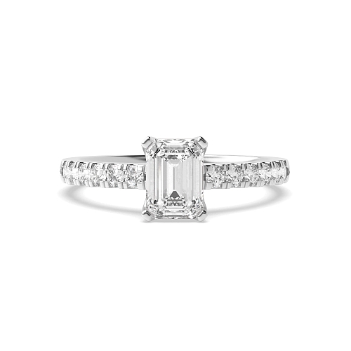4 Prong Emerald Modern flower style Engagement Rings