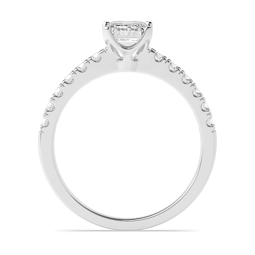4 Prong Emerald Modern flower style Engagement Rings