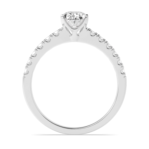 4 Prong Oval Modern flower style Side Stone Engagement Ring