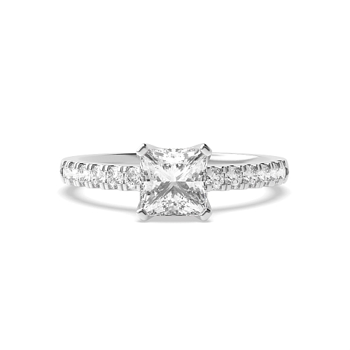 4 Prong Princess Modern flower style Engagement Rings