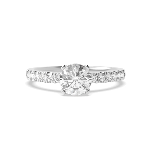 4 Prong Modern flower style Side Stone Engagement Ring