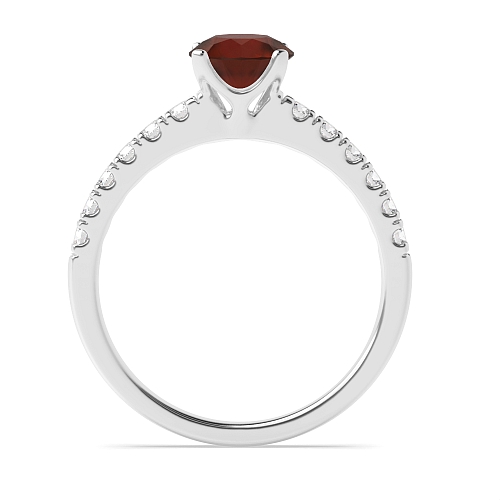 4 Prong Modern flower style Garnet Engagement Rings