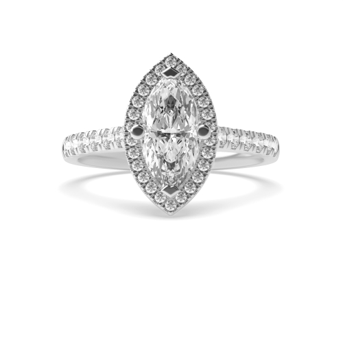 4 Prong Marquise Classic Halo Engagement Ring