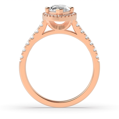 4 Prong Marquise Rose Gold Classic Halo Engagement Rings