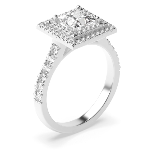 4 Prong Princess Double Side Stone Engagement Rings