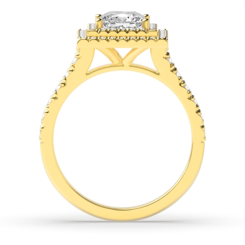 4 Prong Princess Yellow Gold Double Engagement Rings
