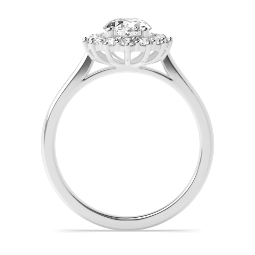 4 Prong Oval Flower Halo Engagement Ring