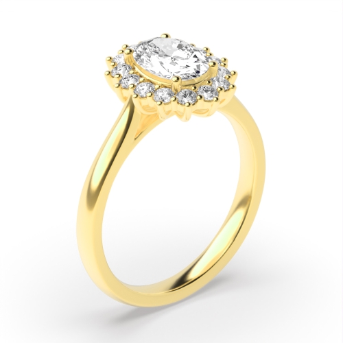 4 Prong Oval Yellow Gold Halo Engagement Rings
