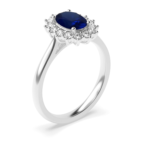Flower Blue Sapphire Engagement Rings