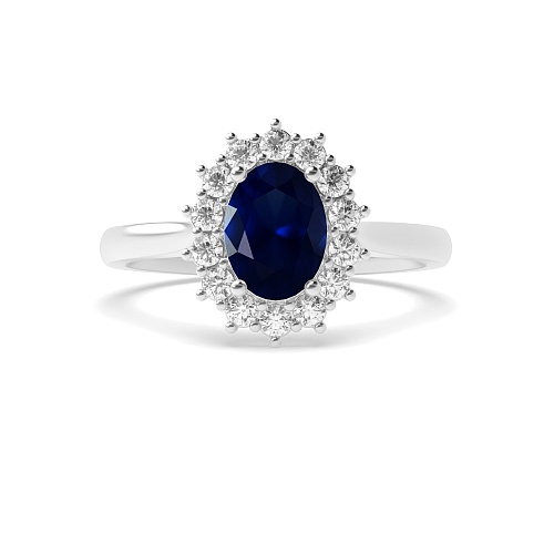 Flower Blue Sapphire Engagement Rings