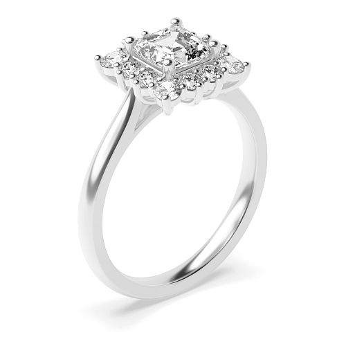 Asscher Flower Engagement Rings