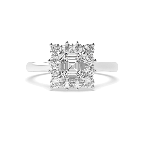Asscher Flower Engagement Rings