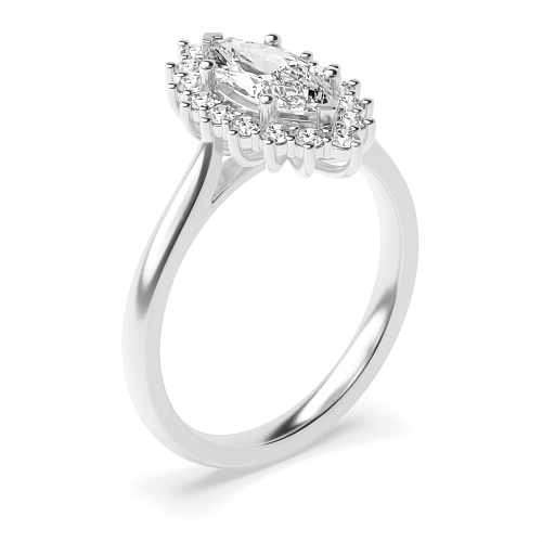Marquise Flower Halo Engagement Rings