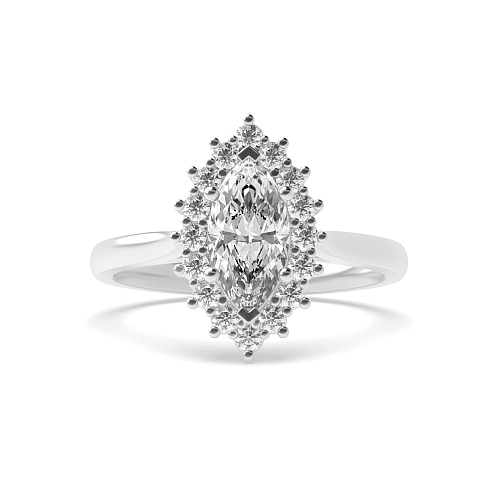 Marquise Flower Halo Engagement Rings