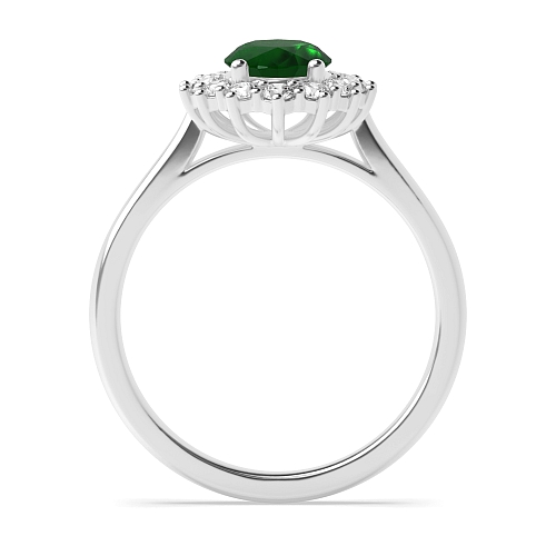4 Prong Oval Flower Emerald Halo Engagement Rings