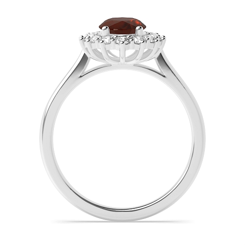 4 Prong Oval Flower Garnet Halo Engagement Rings