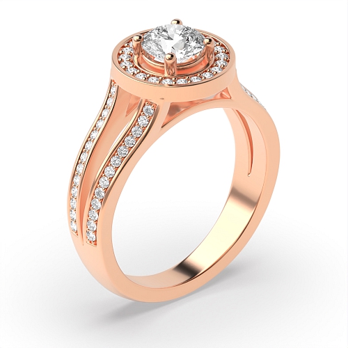 4 Prong Round Rose Gold Split band Engagement Rings