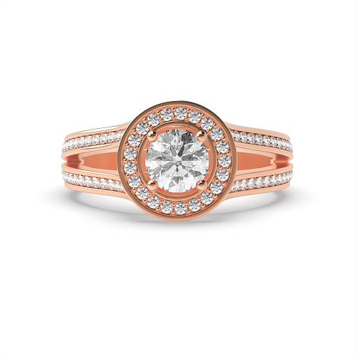 4 Prong Round Rose Gold Split band Engagement Rings