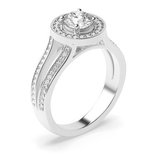 4 Prong Round Split band Moissanite Engagement Rings