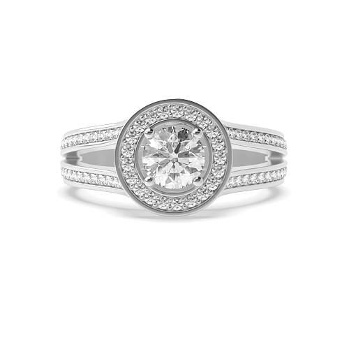 4 Prong Round Split band Moissanite Engagement Rings