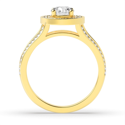 4 Prong Round Yellow Gold Split band Engagement Rings