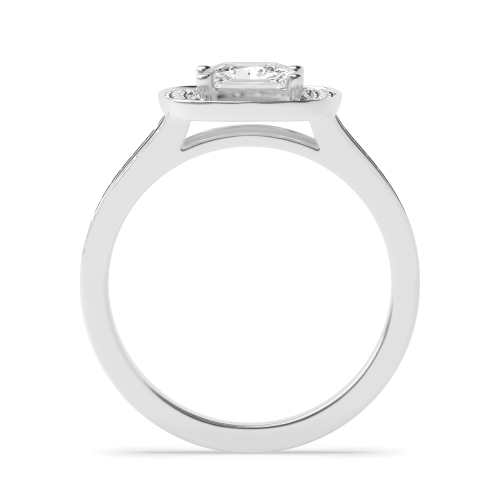 4 Prong Princess Split Band Halo Engagement Ring