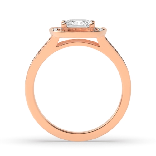 4 Prong Princess Rose Gold Split band Halo Engagement Rings
