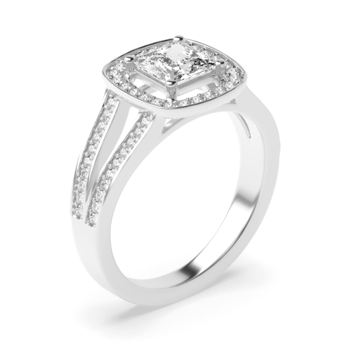 4 Prong Princess Split band Side Stone Engagement Rings