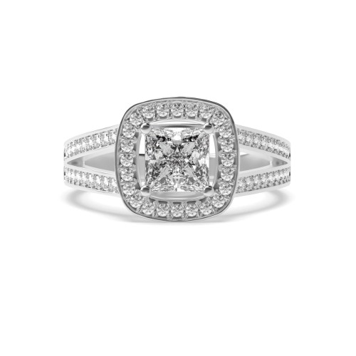 4 Prong Princess Split band Side Stone Engagement Rings