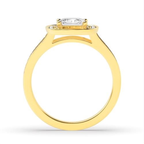 4 Prong Princess Yellow Gold Split band Engagement Rings
