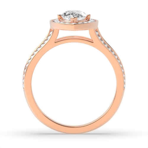 4 Prong Marquise Rose Gold Split band Halo Engagement Rings