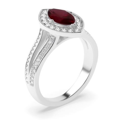4 Prong Marquise Split band Ruby Engagement Rings