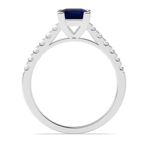 4 Prong Princess Corner claws cathederal set Blue Sapphire Engagement Rings