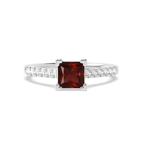 4 Prong Princess Corner claws cathederal set Garnet Engagement Rings