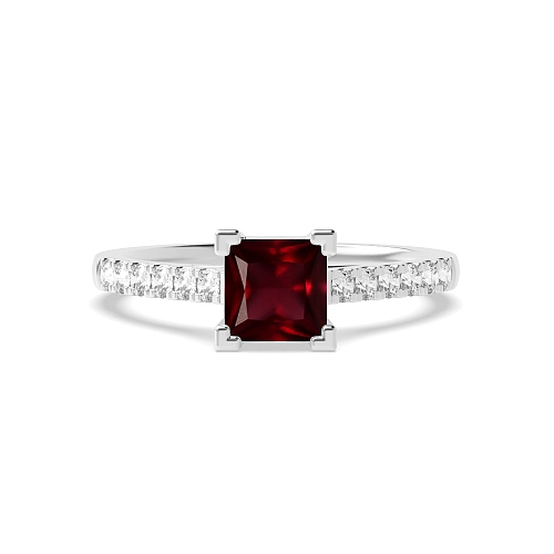 4 Prong Princess Corner claws cathederal set Ruby Engagement Rings