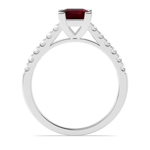 4 Prong Princess Corner claws cathederal set Ruby Engagement Rings