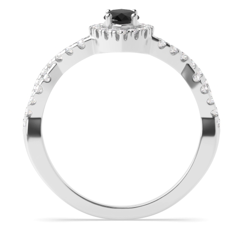 Crossing Shank Black Diamond Halo Engagement Ring