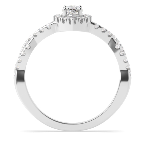 Marquise Crossing Shank Halo Engagement Ring