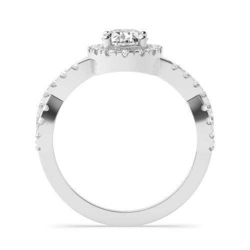 Oval Crossing Shank Halo Engagement Ring