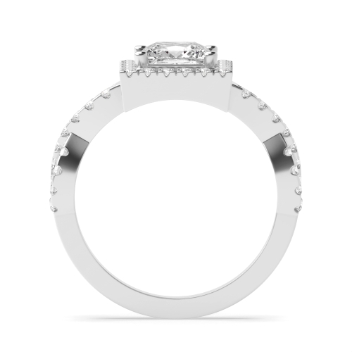 Princess Crossing Shank Halo Engagement Ring