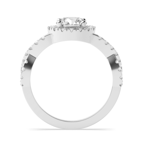 Round Crossing Shank Halo Engagement Ring