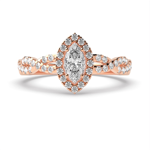 Rose Gold Crossing shank Engagement Rings