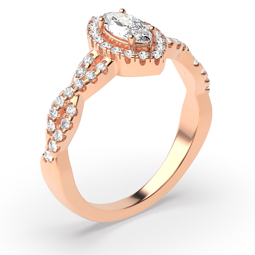 4 Prong Rose Gold Crossing shank Vintage Wedding Engagement Rings