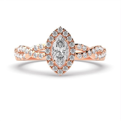 4 Prong Rose Gold Crossing shank Vintage Wedding Engagement Rings